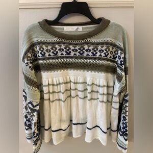 Altar’d State Boho Fair Isle Peplum Sweater Medium